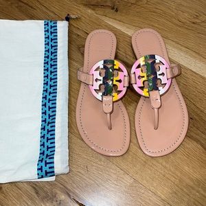 Tory Burch Miller Sandals w/Multi Color Logo Size 7.